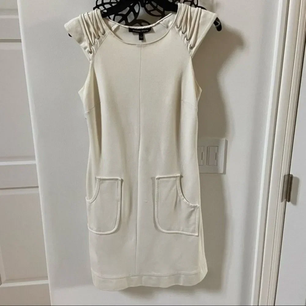 Cynthia Steffe Cap Sleeve Shift Dress in Cream 2 - Picture 2 of 9